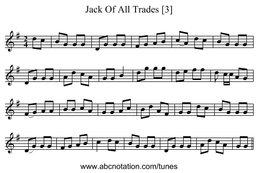 Jack Of All Trades [3] - staff notation