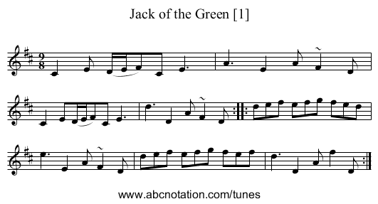Jack of the Green [1] - staff notation