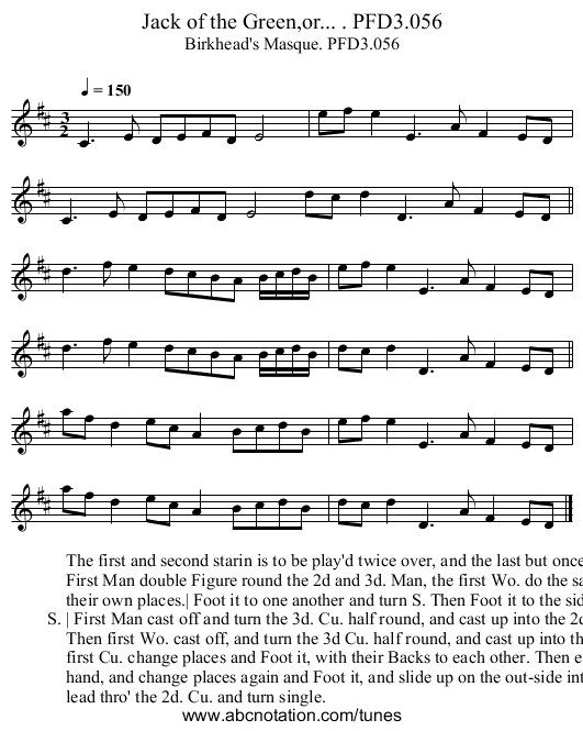 Jack of the Green,or... . PFD3.056 - staff notation