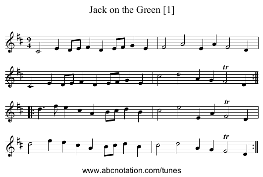 Jack on the Green [1] - staff notation