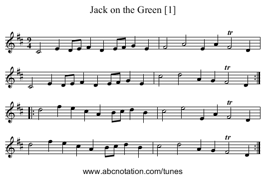 Jack on the Green [1] - staff notation