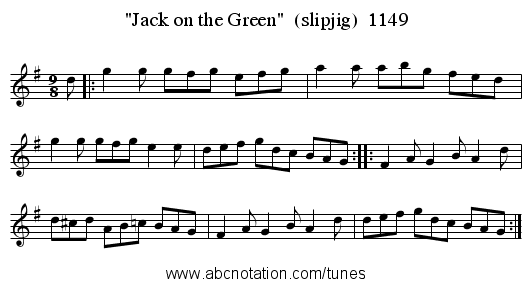 Jack on the Green (slipjig) 1149 - staff notation