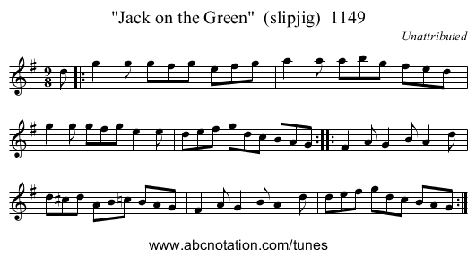 Jack on the Green  (slipjig)  1149 - staff notation