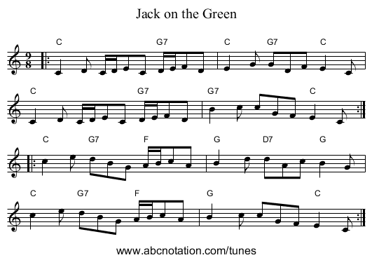 Jack on the Green - staff notation