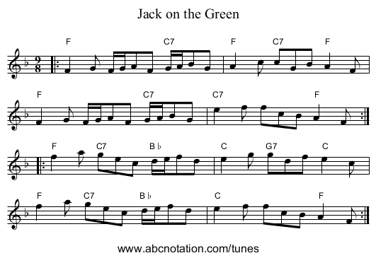 Jack on the Green - staff notation
