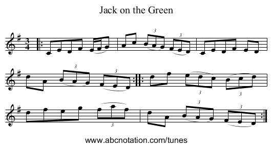 Jack on the Green - staff notation