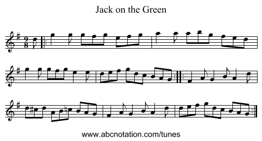 Jack on the Green - staff notation