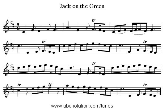 Jack on the Green - staff notation