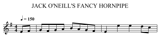 JACK O'NEILL'S FANCY HORNPIPE - staff notation