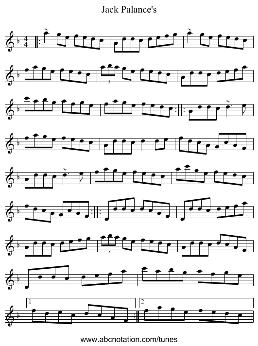 Jack Palance's - staff notation