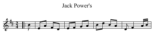 Jack Power's - staff notation