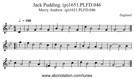 Jack Pudding. (p)1651.PLFD.046 - staff notation