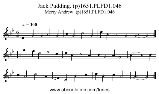 Jack Pudding. (p)1651.PLFD1.046 - staff notation