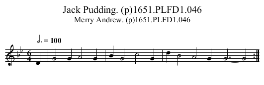 Jack Pudding. (p)1651.PLFD1.046 - staff notation