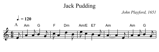 Jack Pudding - staff notation