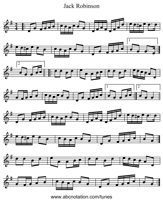 Jack Robinson - staff notation