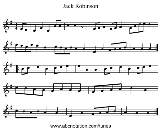 Jack Robinson - staff notation