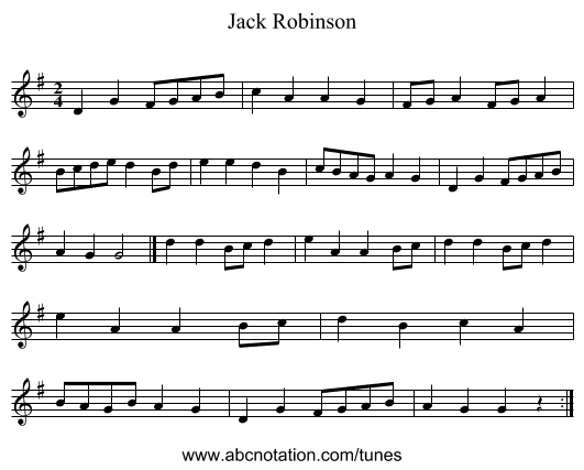 Jack Robinson - staff notation