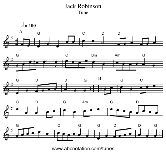 Jack Robinson - staff notation