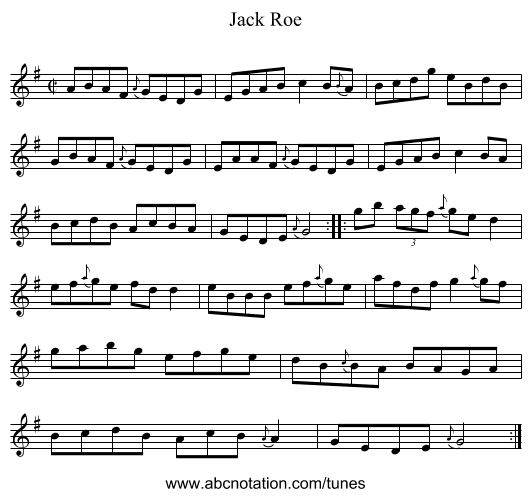 Jack Roe - staff notation