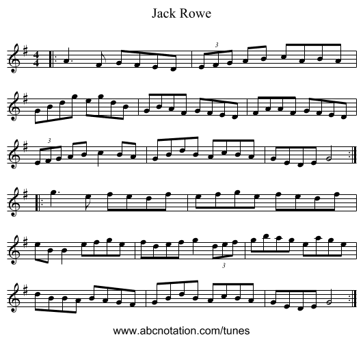 Jack Rowe - staff notation