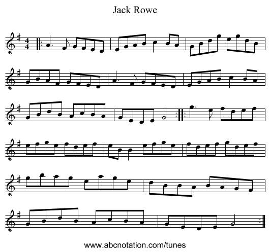 Jack Rowe - staff notation