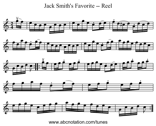 Jack Smith's Favorite -- Reel - staff notation