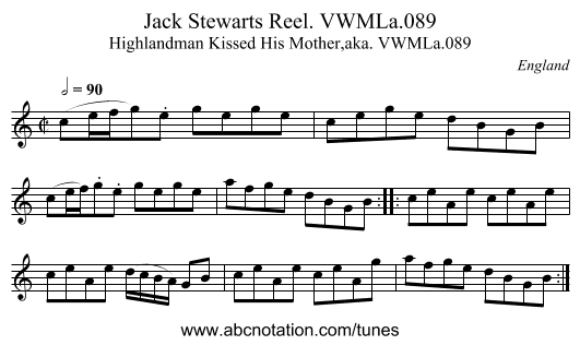 Jack Stewarts Reel. VWMLa.089 - staff notation