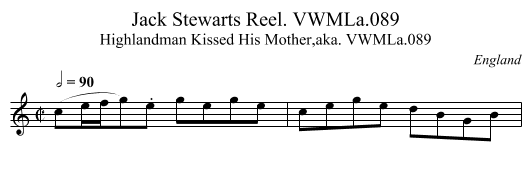 Jack Stewarts Reel. VWMLa.089 - staff notation