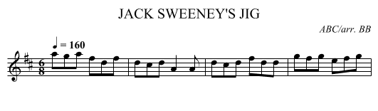 JACK SWEENEY'S JIG - staff notation