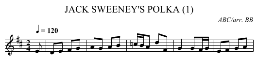 JACK SWEENEY'S POLKA (1) - staff notation