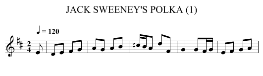 JACK SWEENEY'S POLKA (1) - staff notation