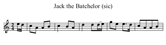 Jack the Batchelor (sic) - staff notation