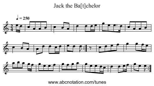 Jack the Ba[t]chelor - staff notation