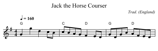 Jack the Horse Courser - staff notation