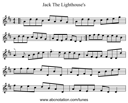 Jack The Lighthouse's - staff notation