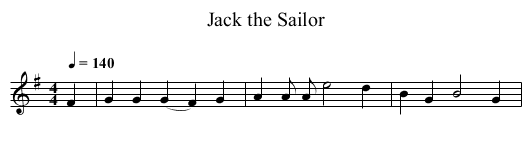 Jack the Sailor - staff notation