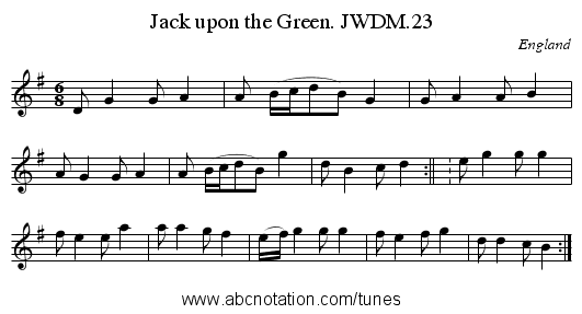 Jack upon the Green. JWDM.23 - staff notation