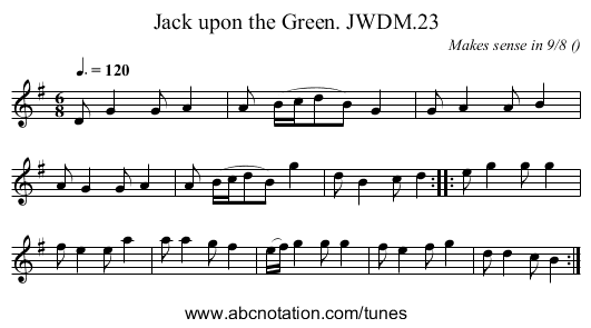 Jack upon the Green. JWDM.23 - staff notation