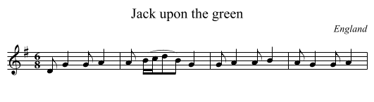 Jack upon the green - staff notation