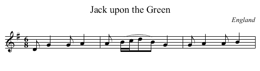 Jack upon the Green - staff notation
