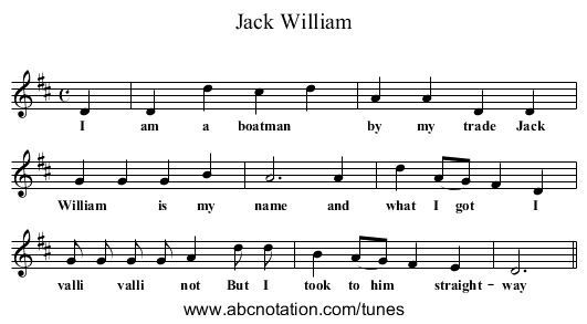 Jack William - staff notation