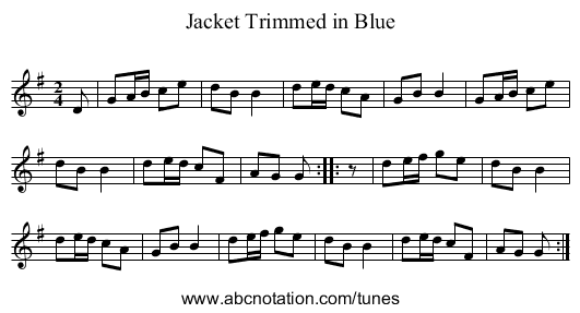 Jacket Trimmed in Blue - staff notation