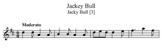 Jackey Bull - staff notation