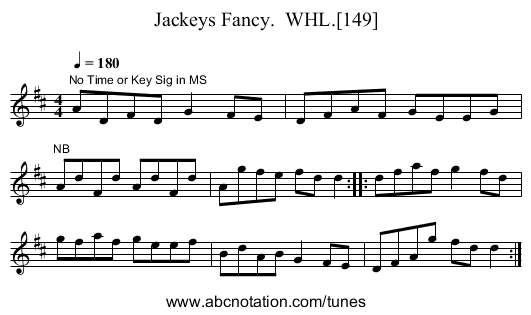 Jackeys Fancy.  WHL.[149] - staff notation