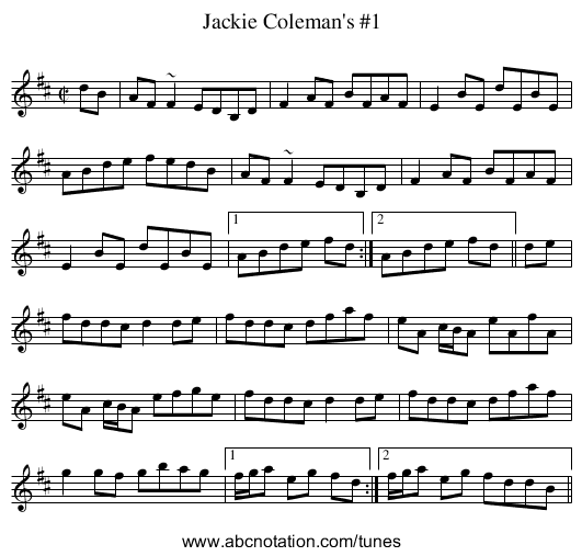 Jackie Coleman's #1 - staff notation