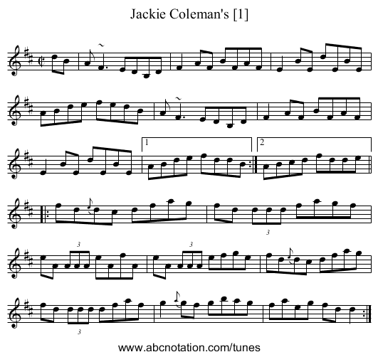Jackie Coleman's [1] - staff notation