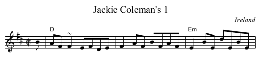 Jackie Coleman's 1 - staff notation