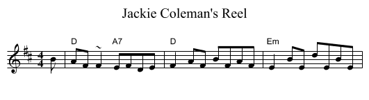 Jackie Coleman's Reel - staff notation