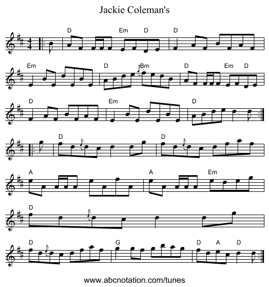Jackie Coleman's - staff notation